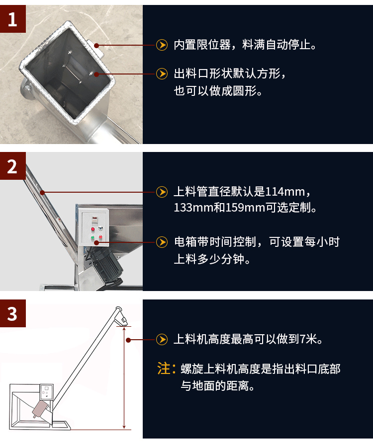 不銹鋼螺旋輸送機(jī)自動(dòng)上料，可定制管徑，高度可做到7米